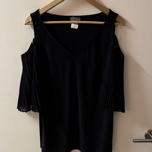 Vince Camuto Black Pleated Sleeve Blouse